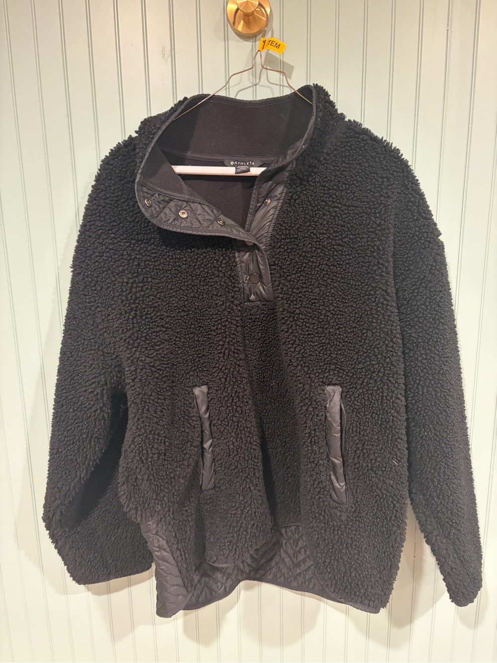 Athleta Black Sherpa Snap-Placket Jacket